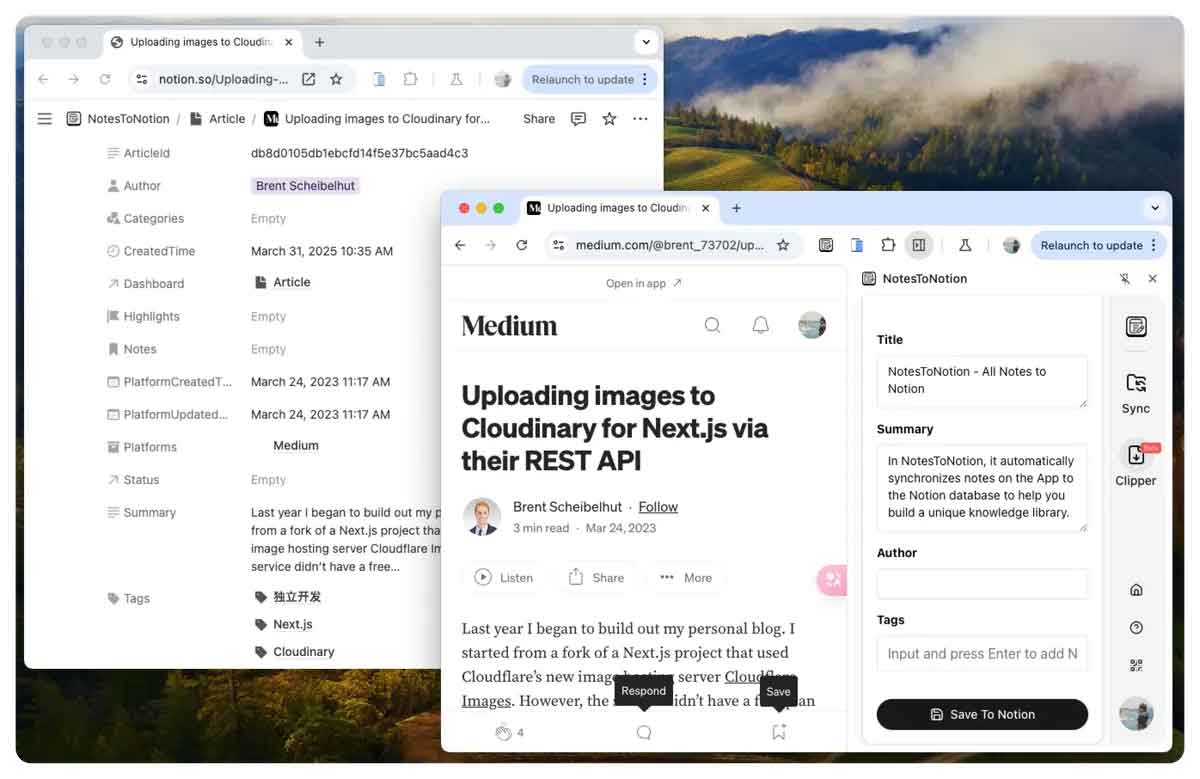 NotesToNotion：Notion知识库收集管理神器-自动同步与AI剪藏-网页剪藏