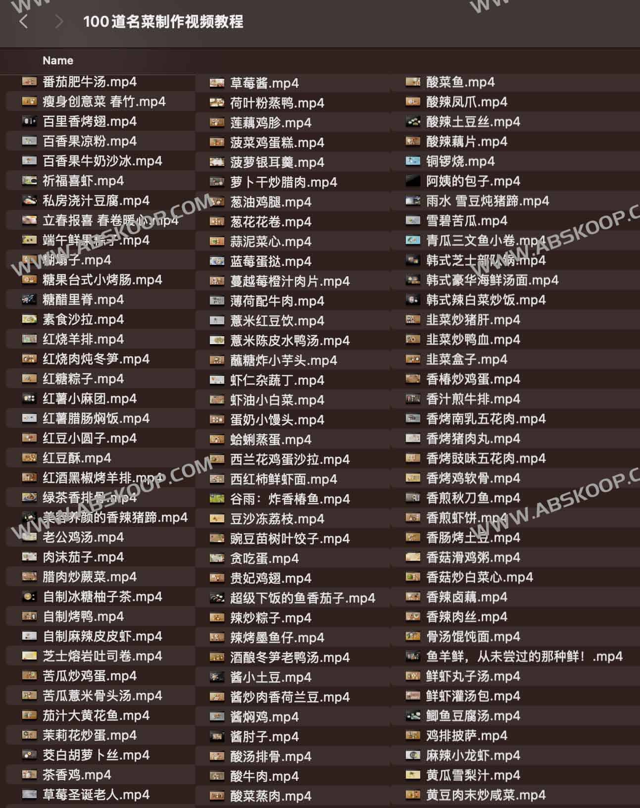 100道名菜制作视频教程