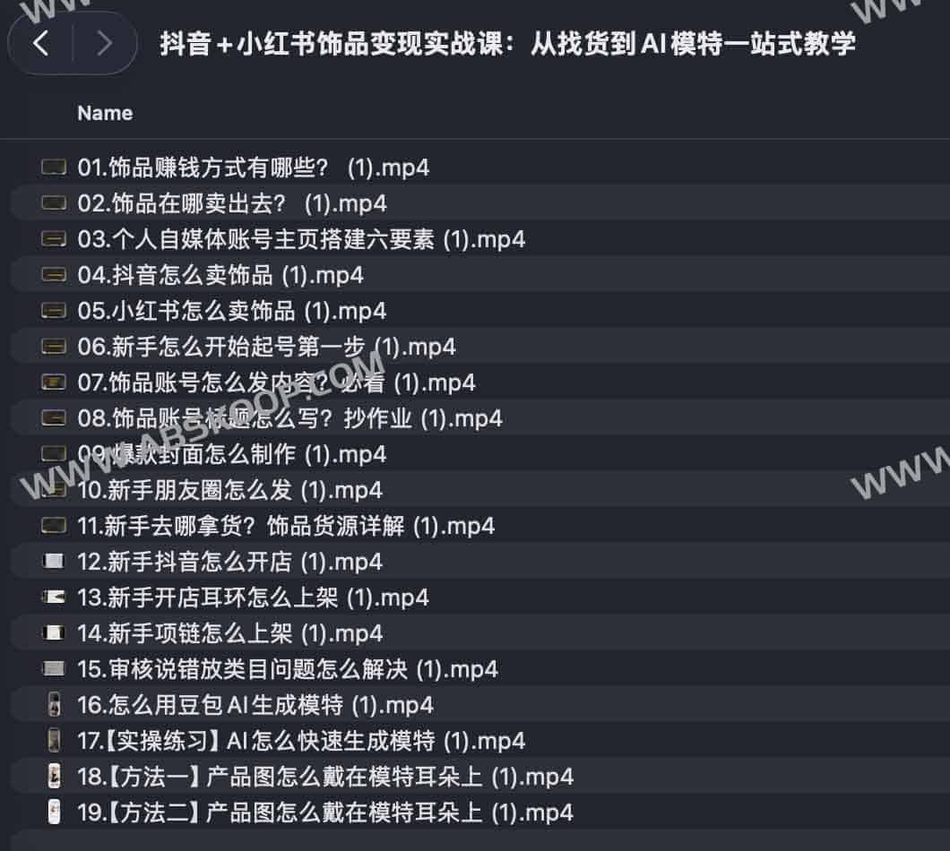 抖音+小红书饰品变现实战课：从找货到AI模特一站式教学