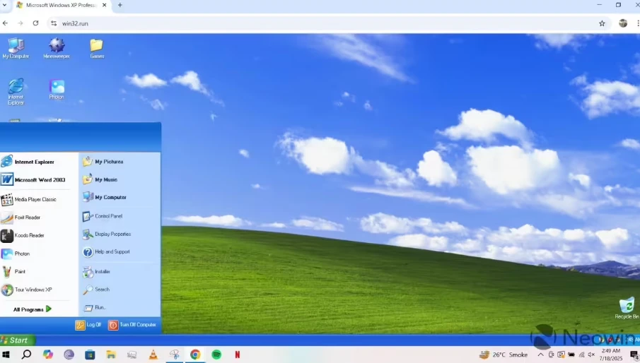 怀旧之旅启动:网页版 WinXP 亮相,可用画图工具、玩扫雷游戏等插图 怀旧之旅启动:网页版 WinXP 亮相,可用画图工具、玩扫雷游戏等插图
