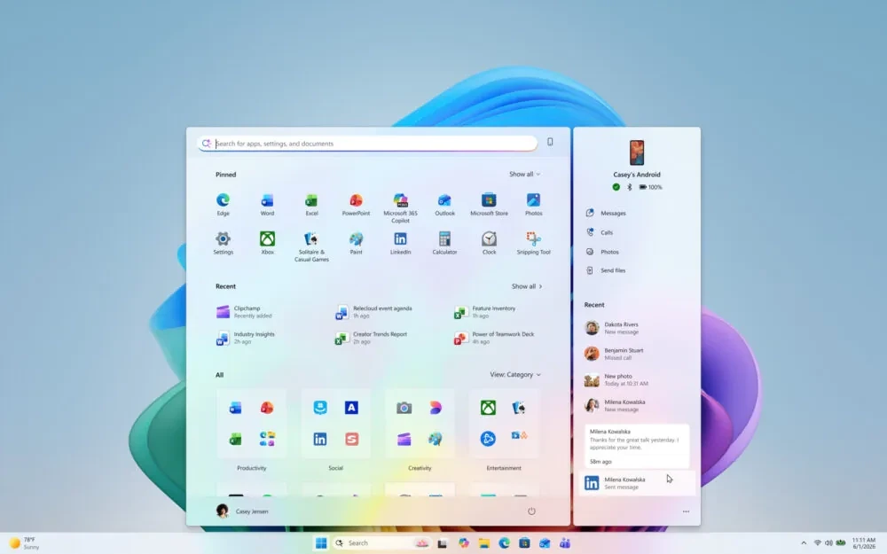 微软测试Windows 11新功能:开始菜单支持悬停预览手机通知插图 微软测试Windows 11新功能:开始菜单支持悬停预览手机通知插图