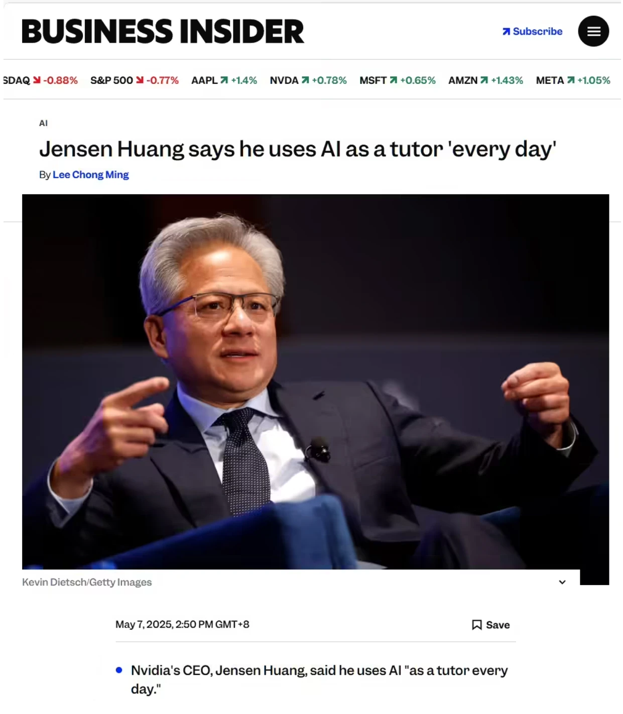 黄仁勋揭秘自己如何用 AI 学习：先让“老师”把自己当成 12 岁小孩插图
