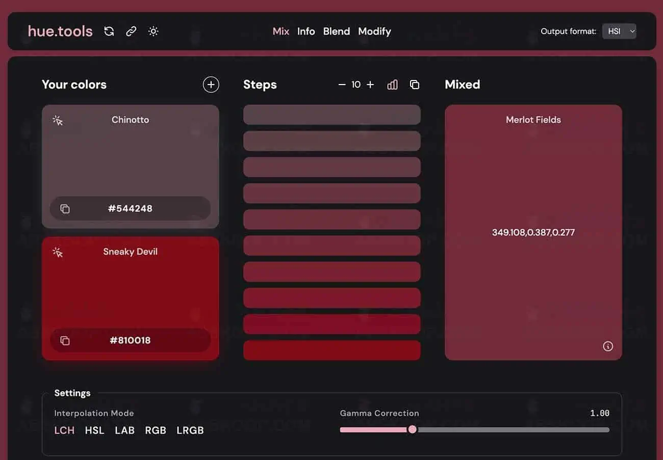 hue.tools-免费开源的在线配色工具-mix工具