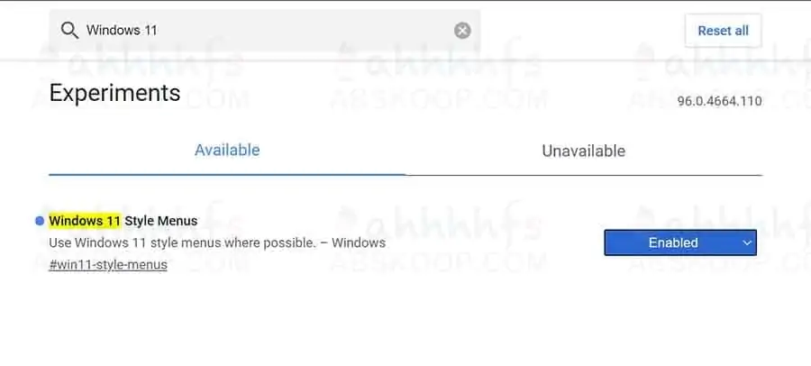 Chrome 浏览器右键菜单启用Windows 11样式