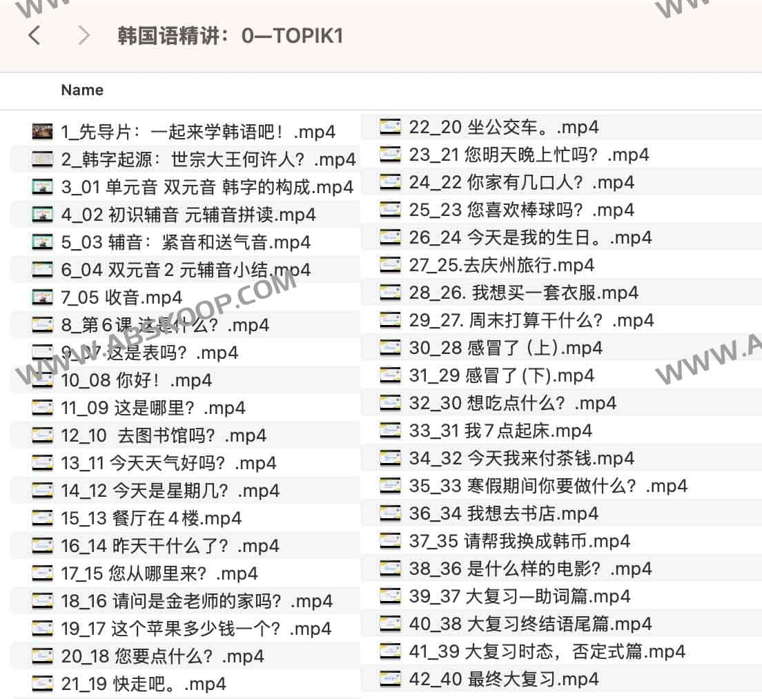 韩国语精讲：0—TOPIK1