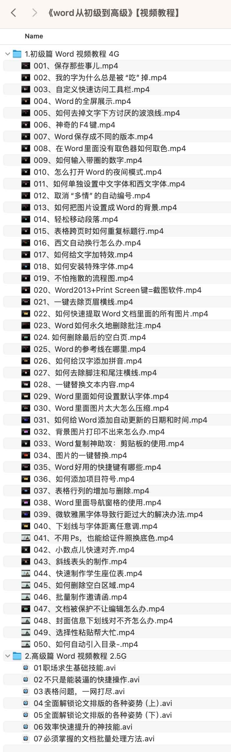 《word从初级到高级》【视频教程】