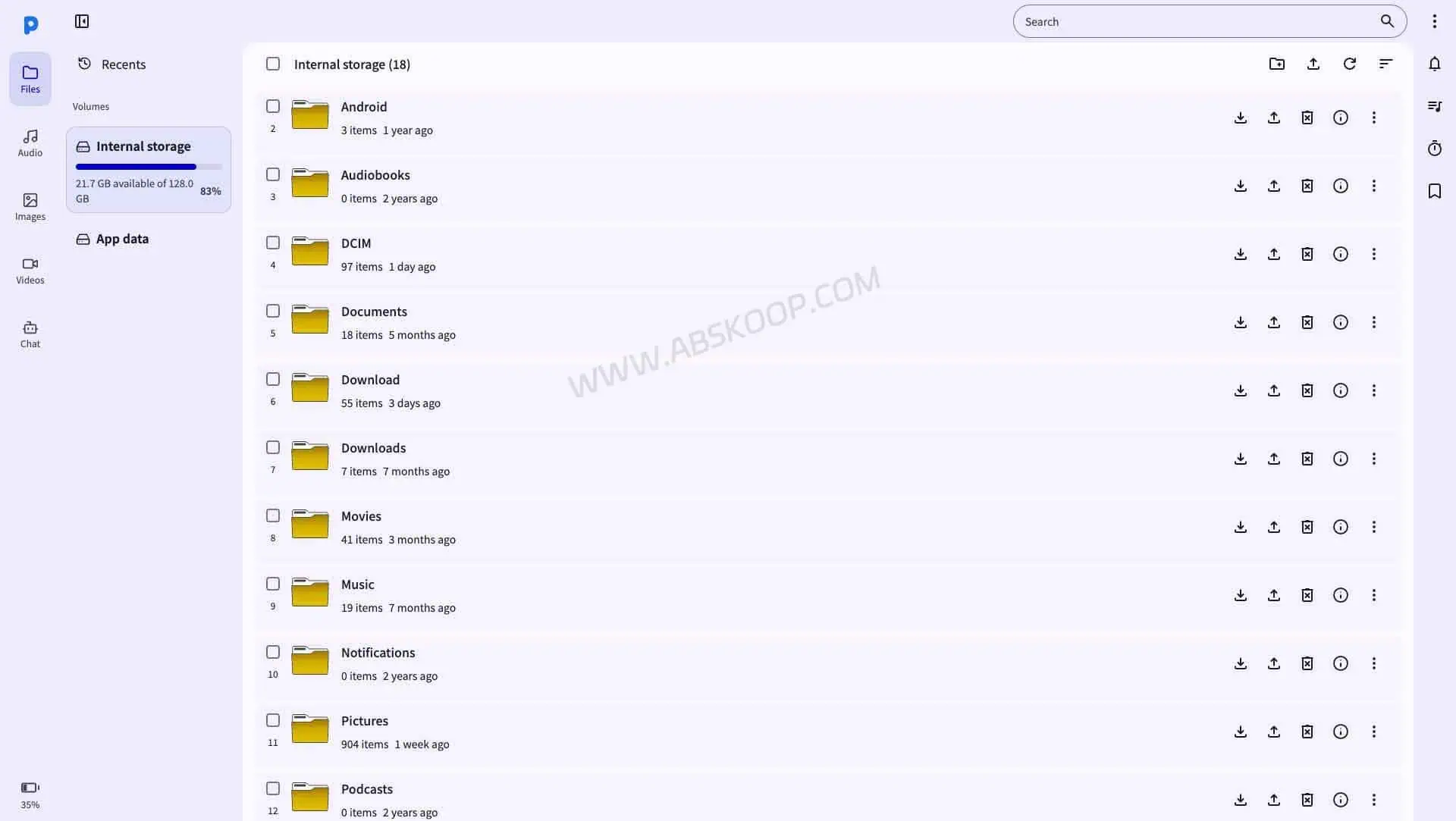 PlainApp:开源 AirDroid 替代,用浏览器管理安卓手机 PlainApp 文件管理界面截图,支持在浏览器中管理安卓手机文件