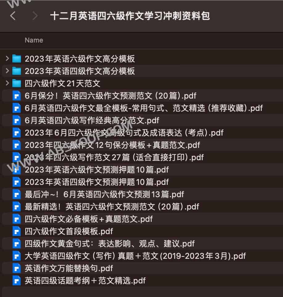 十二月英语四六级作文学习冲刺资料包
