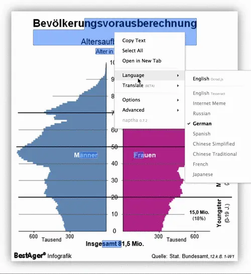 浏览器图片文字提取插件：Project Naptha