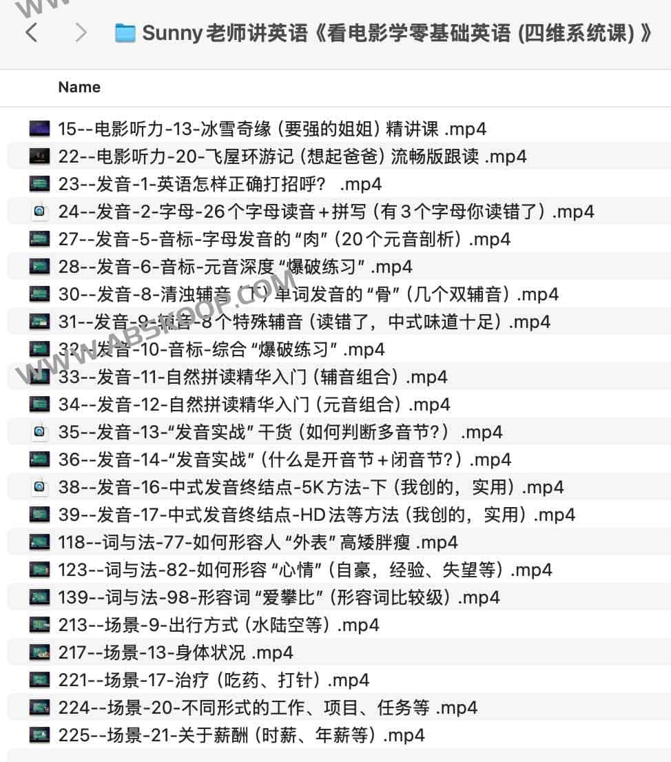 Sunny老师讲英语《看电影学零基础英语 (四维系统课) 》