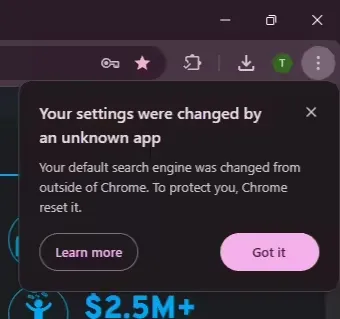 谷歌 Chrome 浏览器新增搜索引擎保护功能,防止未经授权修改插图 谷歌 Chrome 浏览器新增搜索引擎保护功能,防止未经授权修改插图