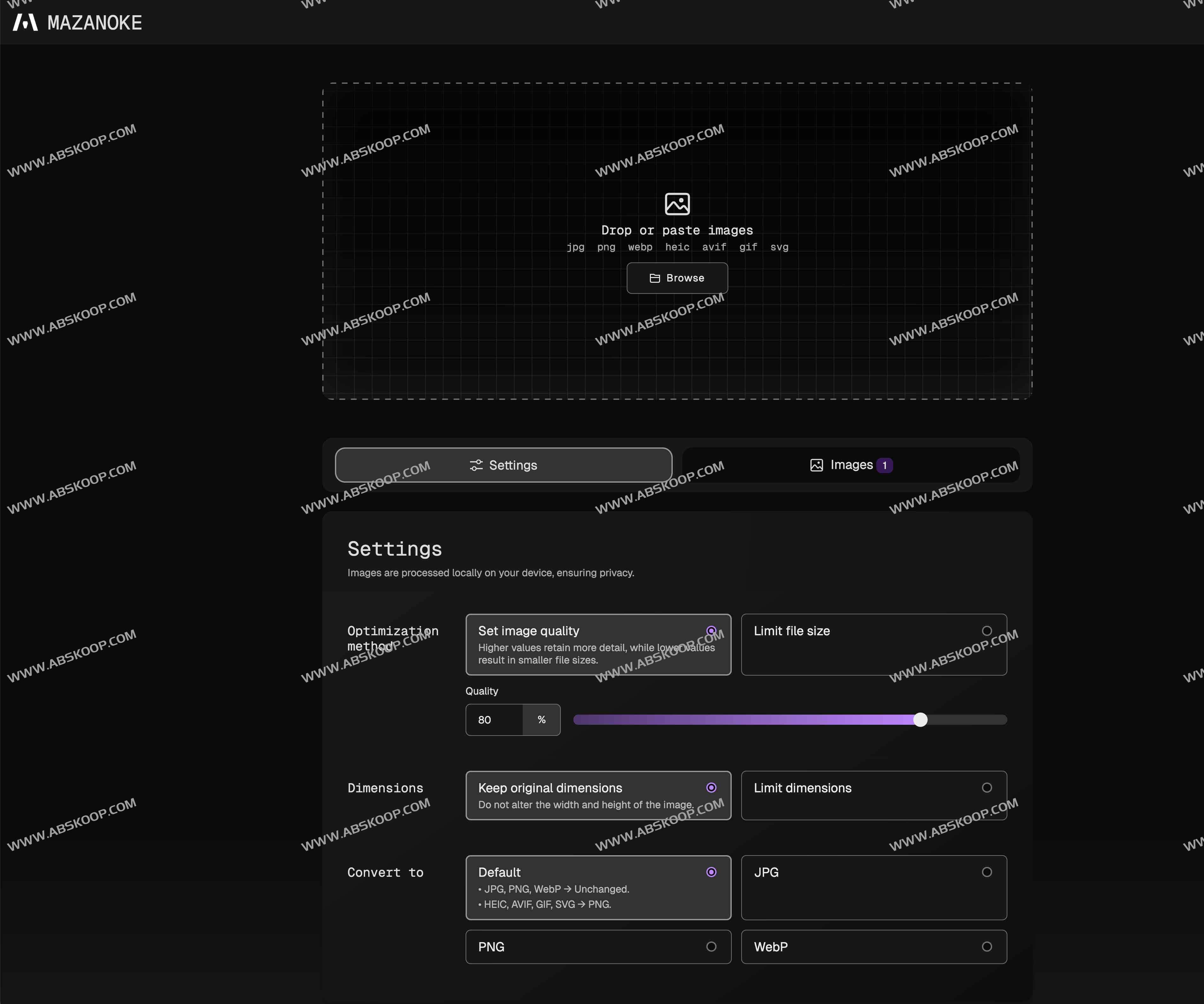 MAZANOKE：在浏览器中本地运行的图像压缩神器