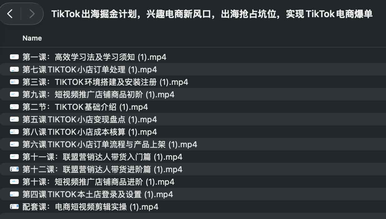 TikTok跨境电商全流程课程：从入门到实操，掌握流量变现与小店运营