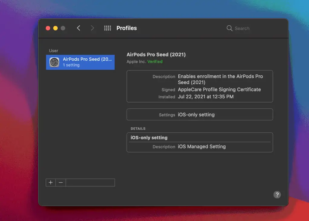 AirPods Pro Beta Profile 