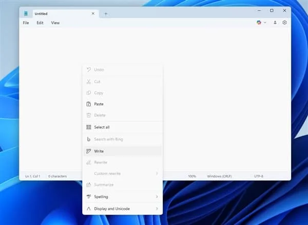 Windows记事本不再“简单”：微软为其新增AI写作功能插图