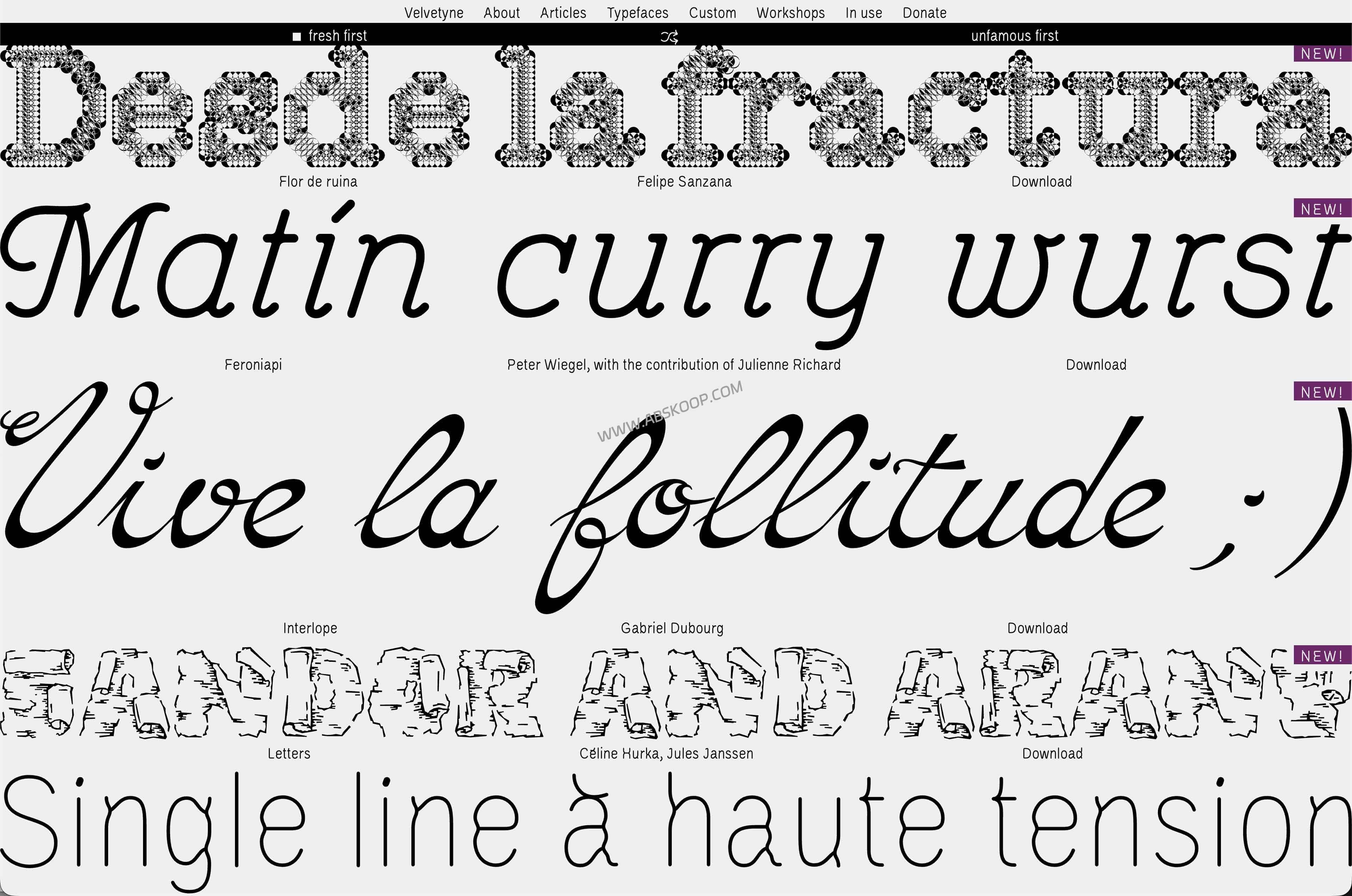 Velvetyne：设计师必藏的法国开源字体库（支持免费商用 / Webfont）