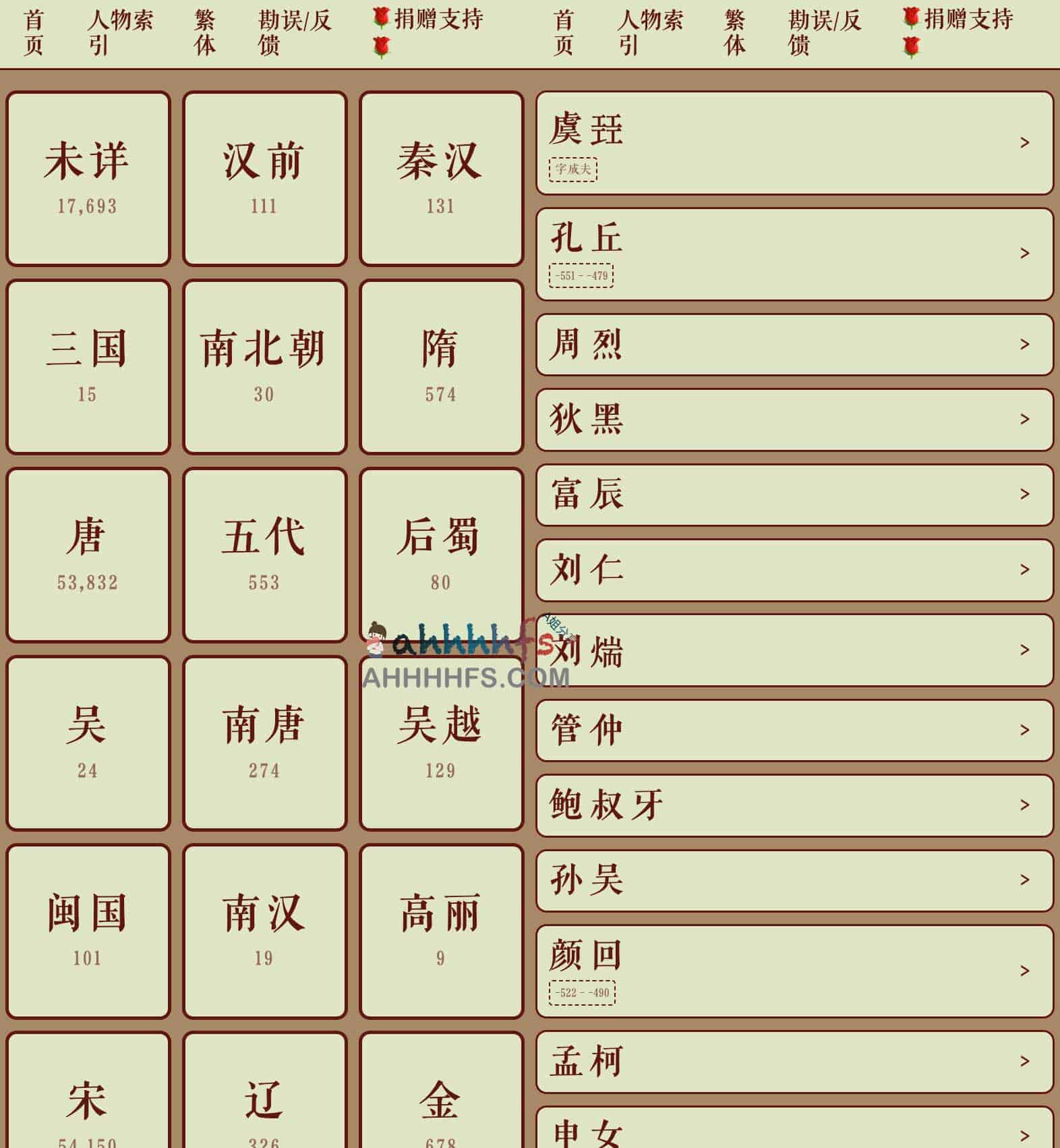 人物志-中国历代人物传记数据库网站