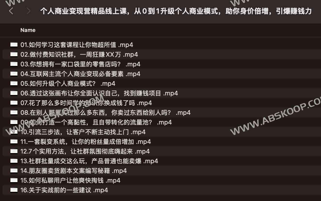 个人商业变现营精品线上课，从0到1升级个人商业模式，助你身价倍增，引爆赚钱力