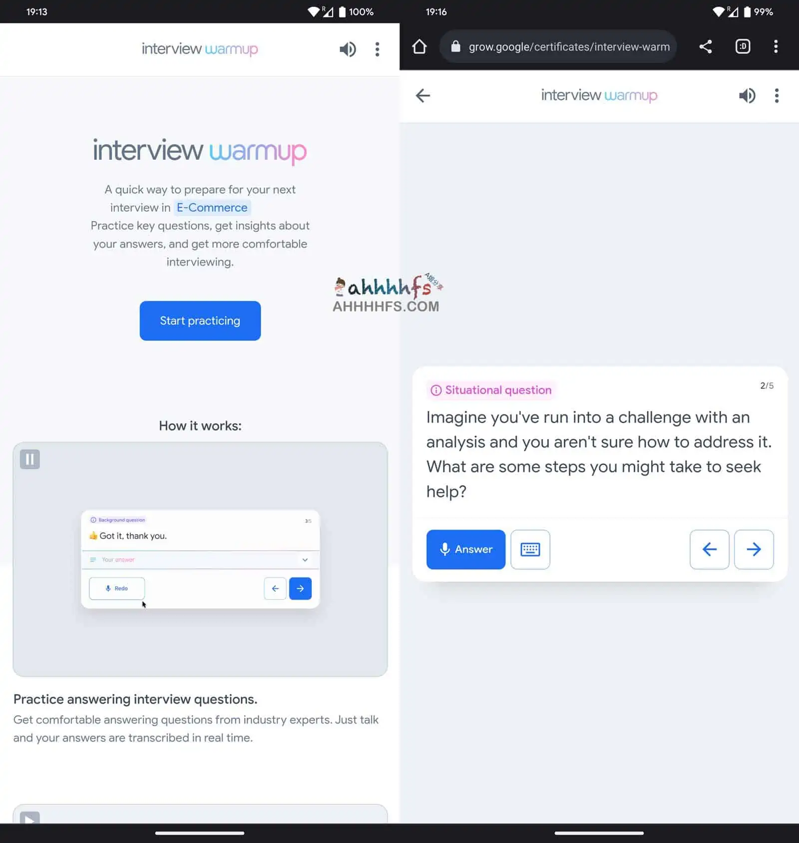 Google推出的在线面试模拟器-Interview Warmup