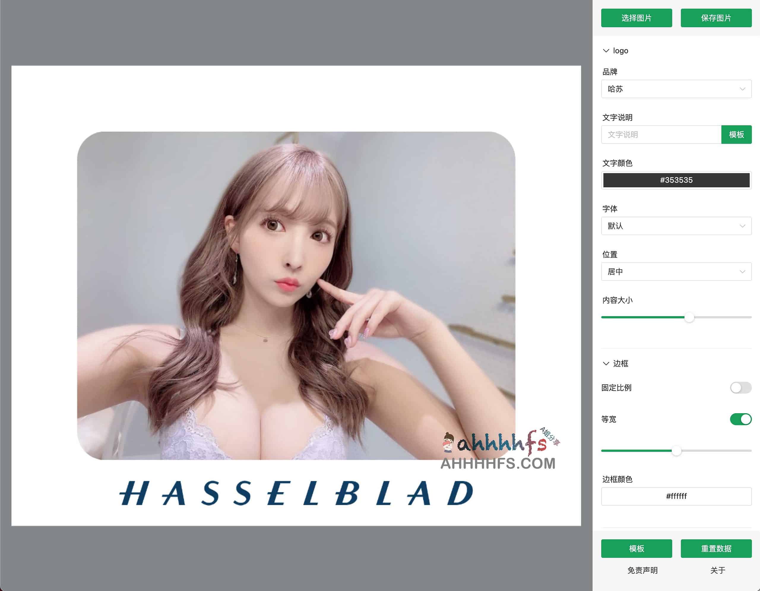 照片添加相机logo水印和描述边框工具-logo边框