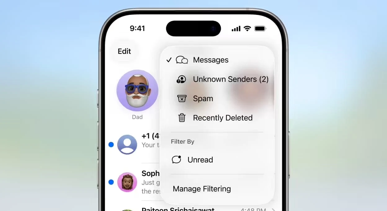 苹果 iOS 26 增强信息应用：静音来自未知号码的短信插图1