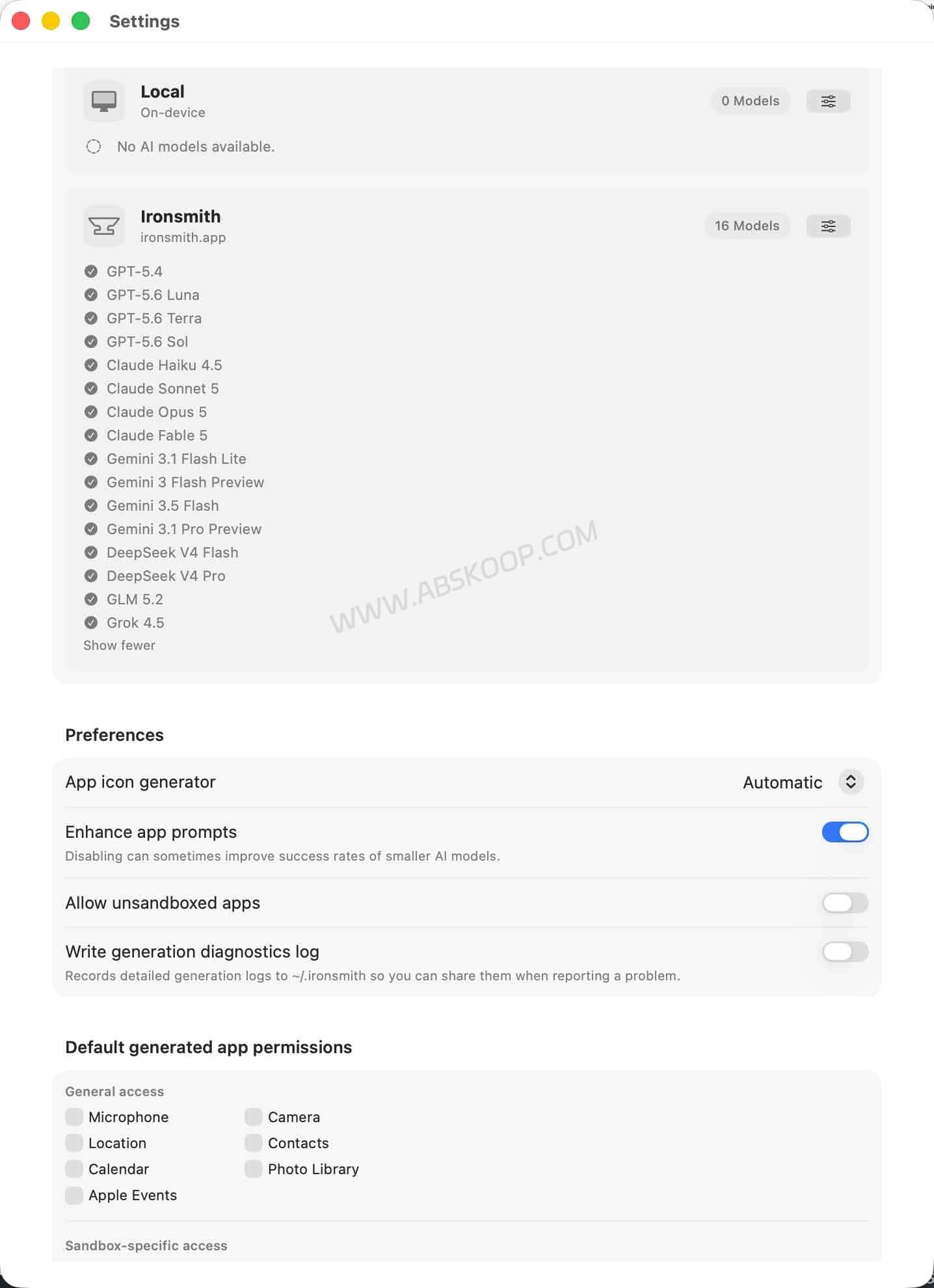 Ironsmith:AI 创建 Mac 小工具,生成原生 macOS 应用 Ironsmith macOS 菜单栏软件界面截图,展示 AI 创建 Mac 小工具功能