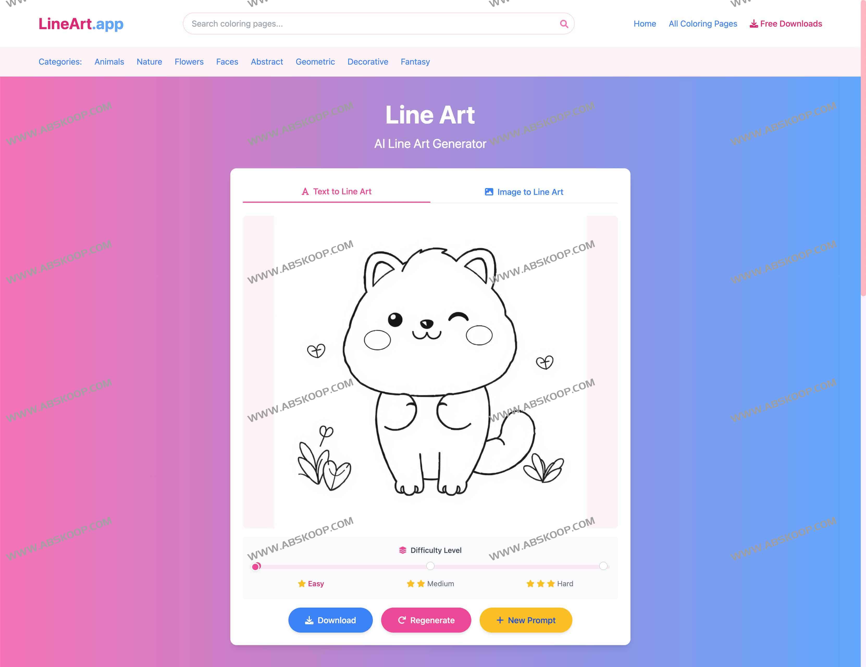 AI线稿神器推荐：LineArt.app 免费生成高质量线条画与涂色页 可商用