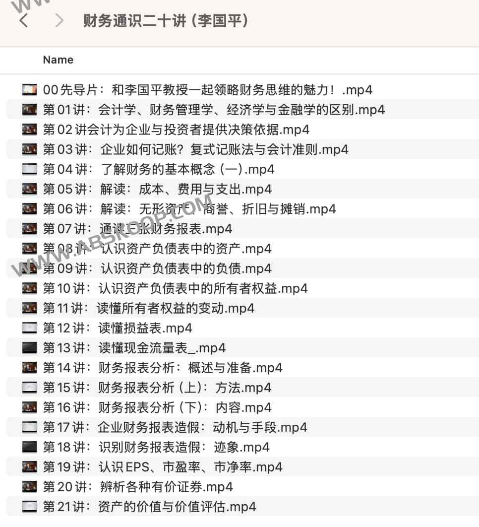 财务通识二十讲（李国平）