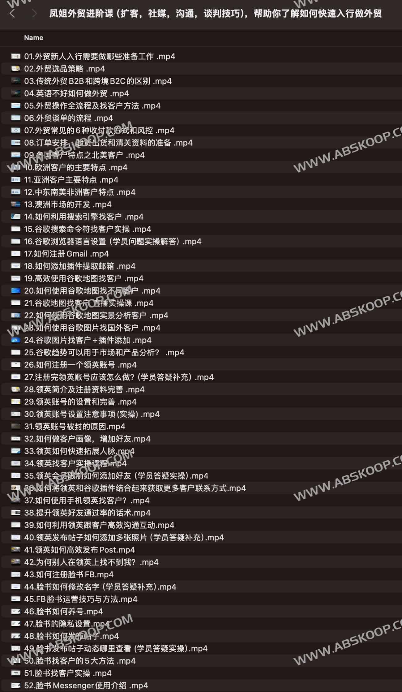 凤姐外贸进阶课（扩客，社媒，沟通，谈判技巧），帮助你了解如何快速入行做外贸