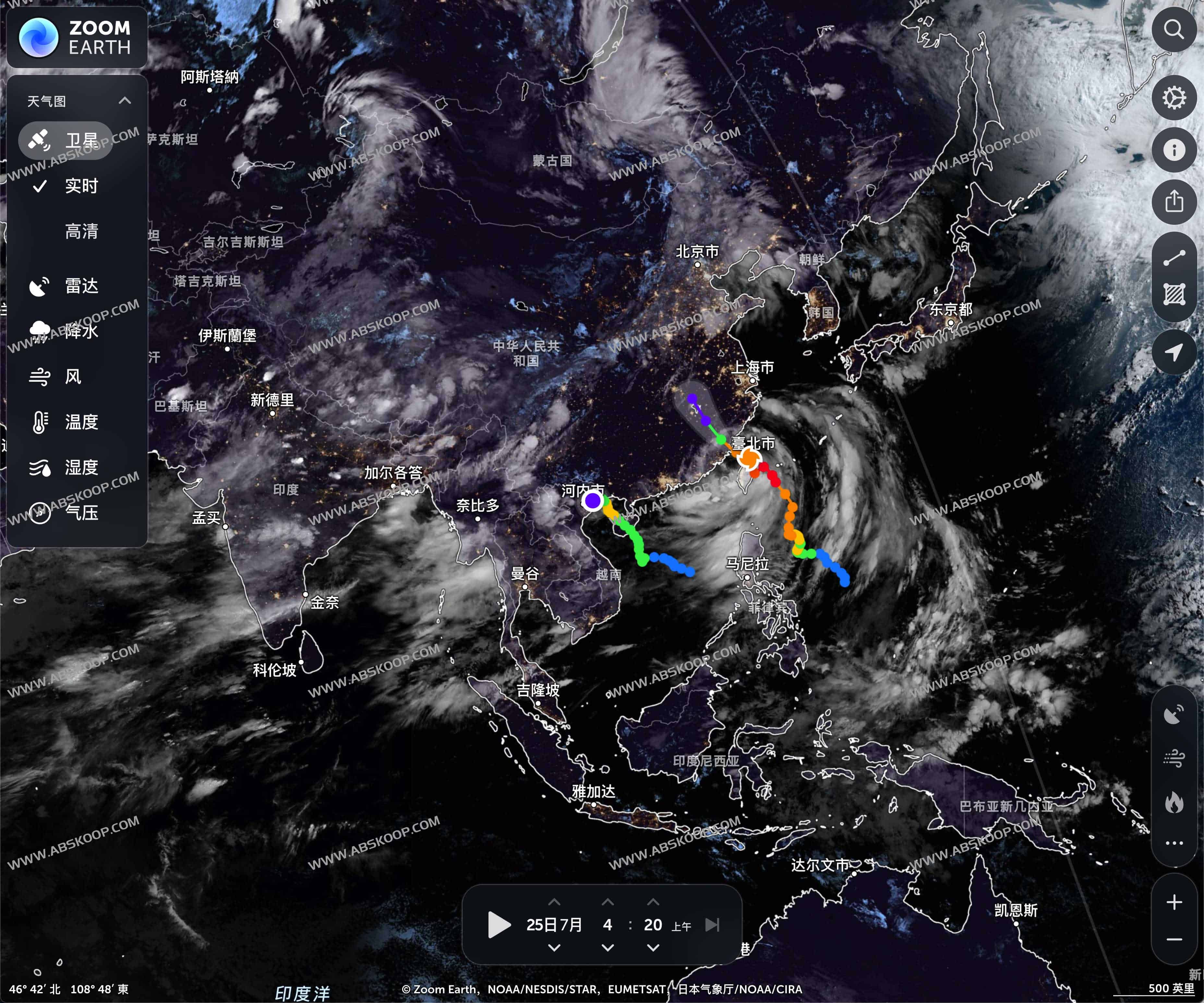 Zoom Earth - 全球实时交互式天气地图，雨雷达，预报工具