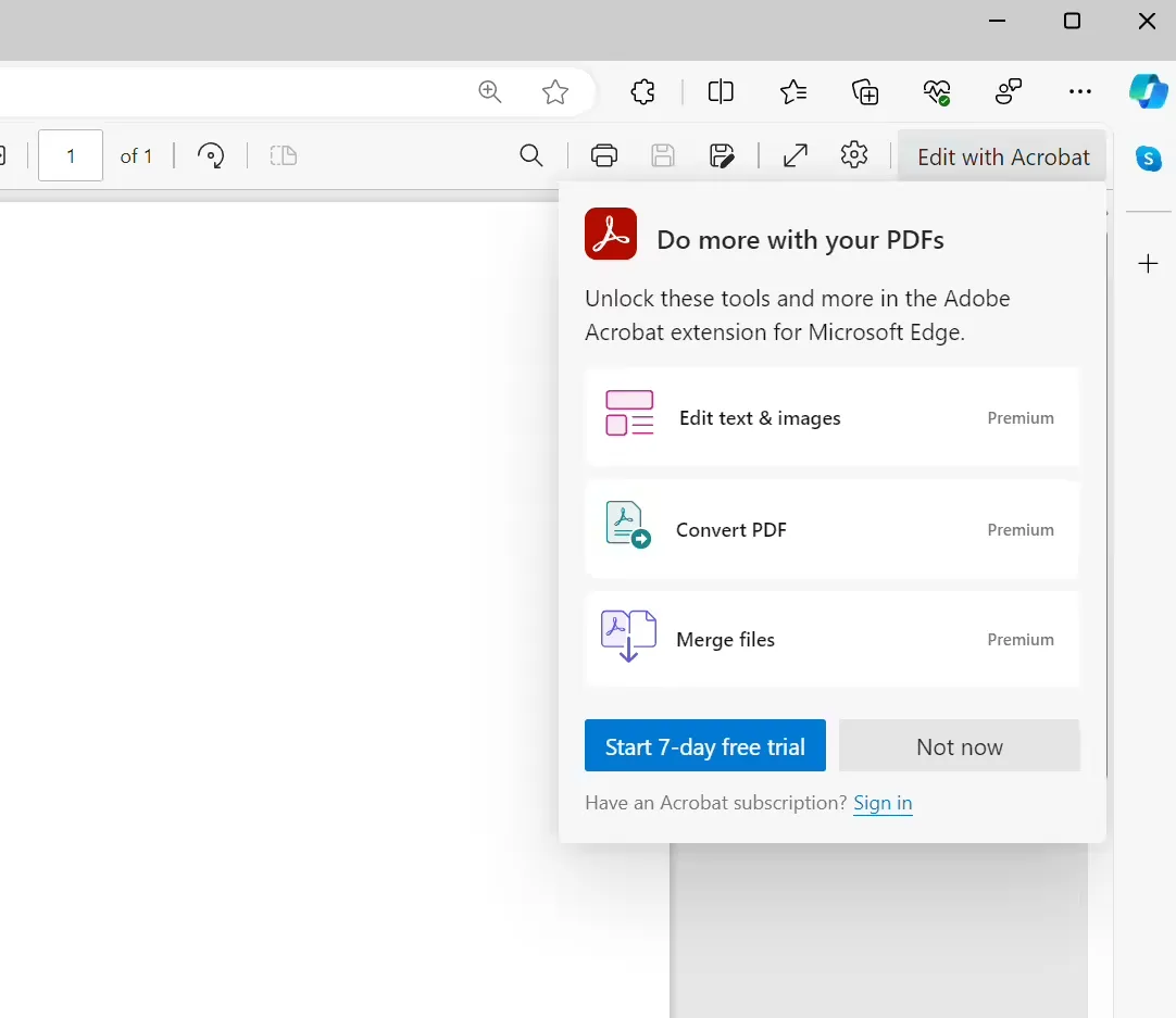 Edge浏览器2025年9月开始强制迁移Adobe PDF引擎,2026年初淘汰旧PDF引擎插图 Edge浏览器2025年9月开始强制迁移Adobe PDF引擎,2026年初淘汰旧PDF引擎插图