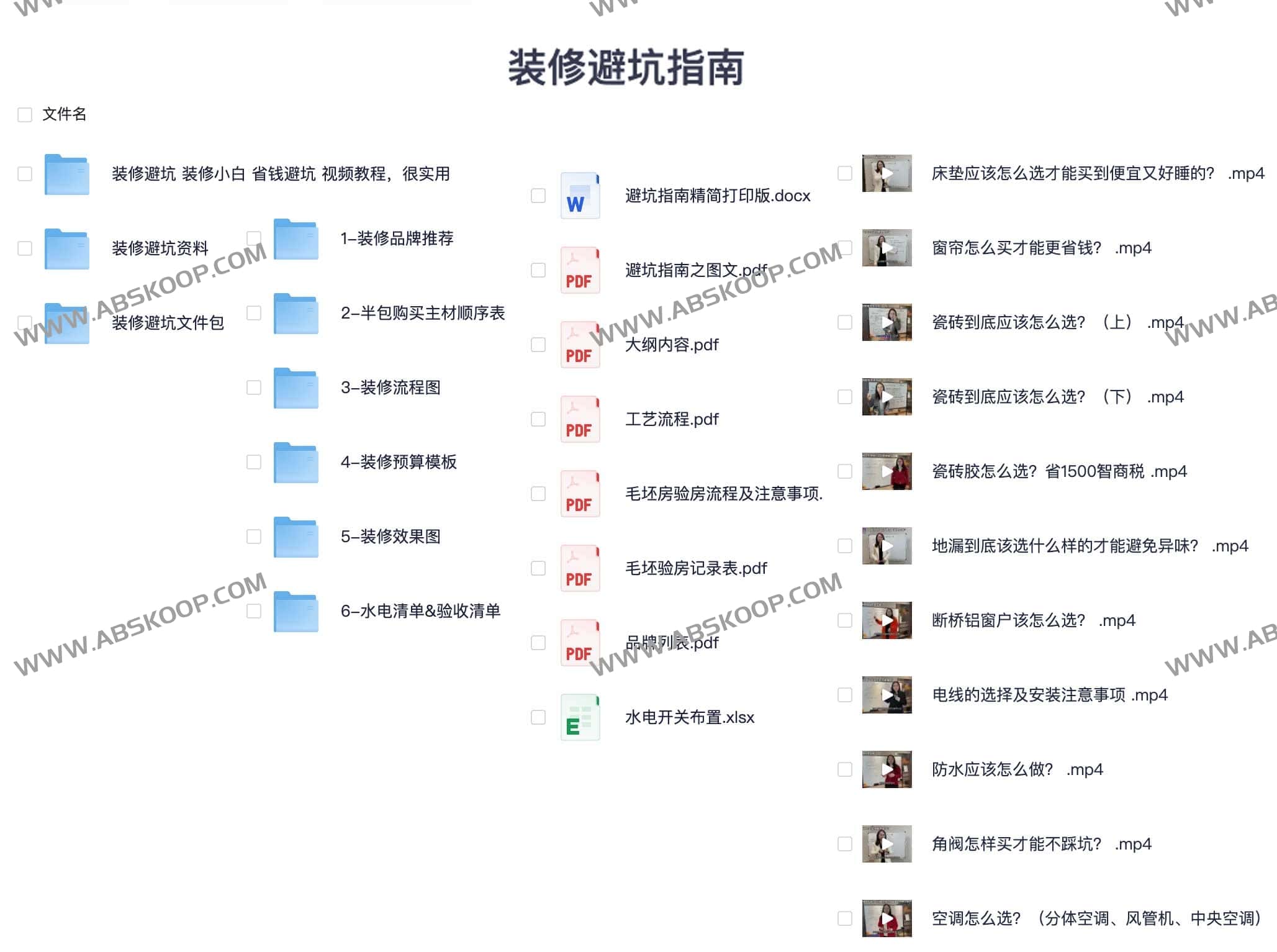 装修避坑指南+装修避坑资料包