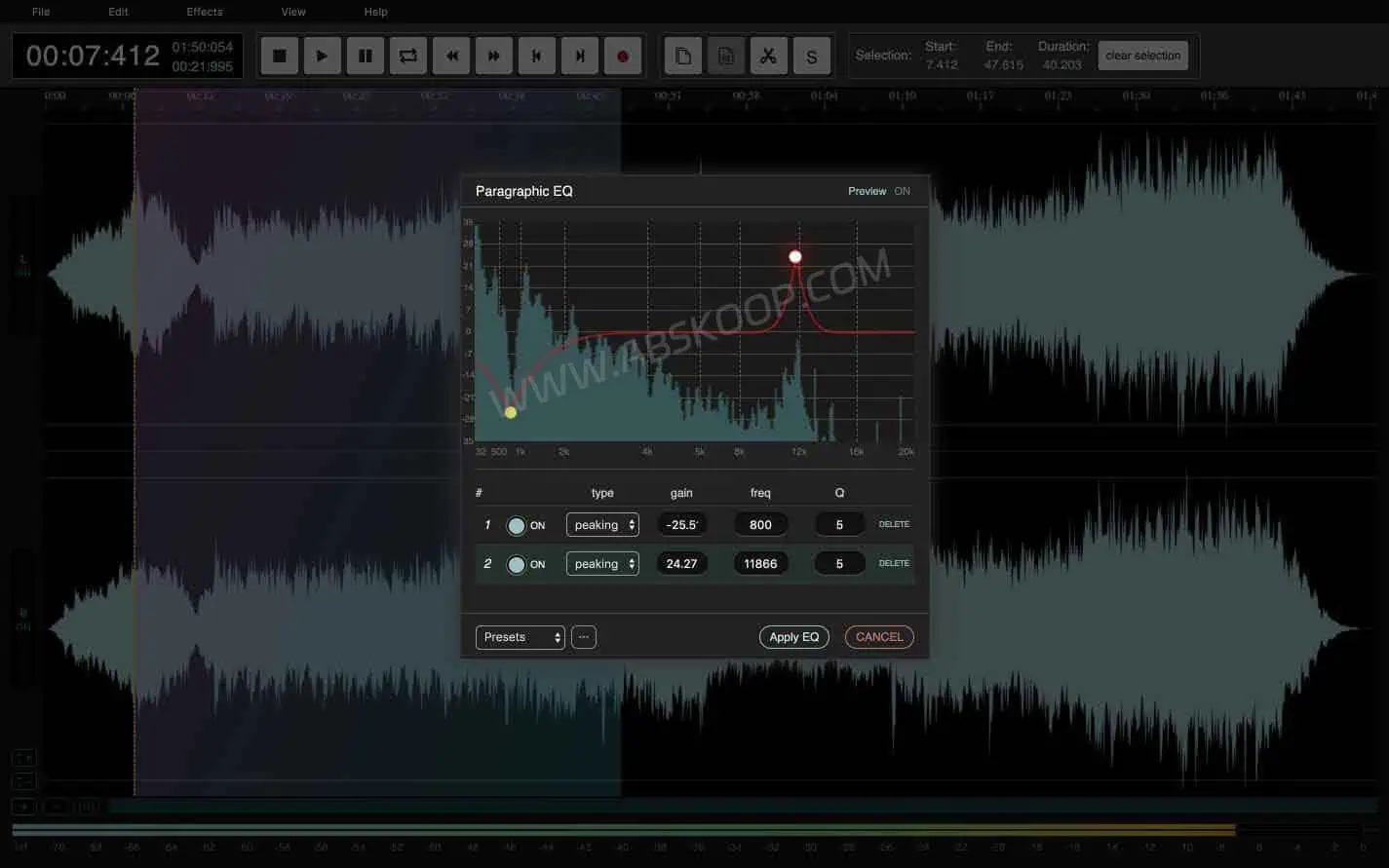 AudioMass 在线音频编辑器主界面波形编辑截图