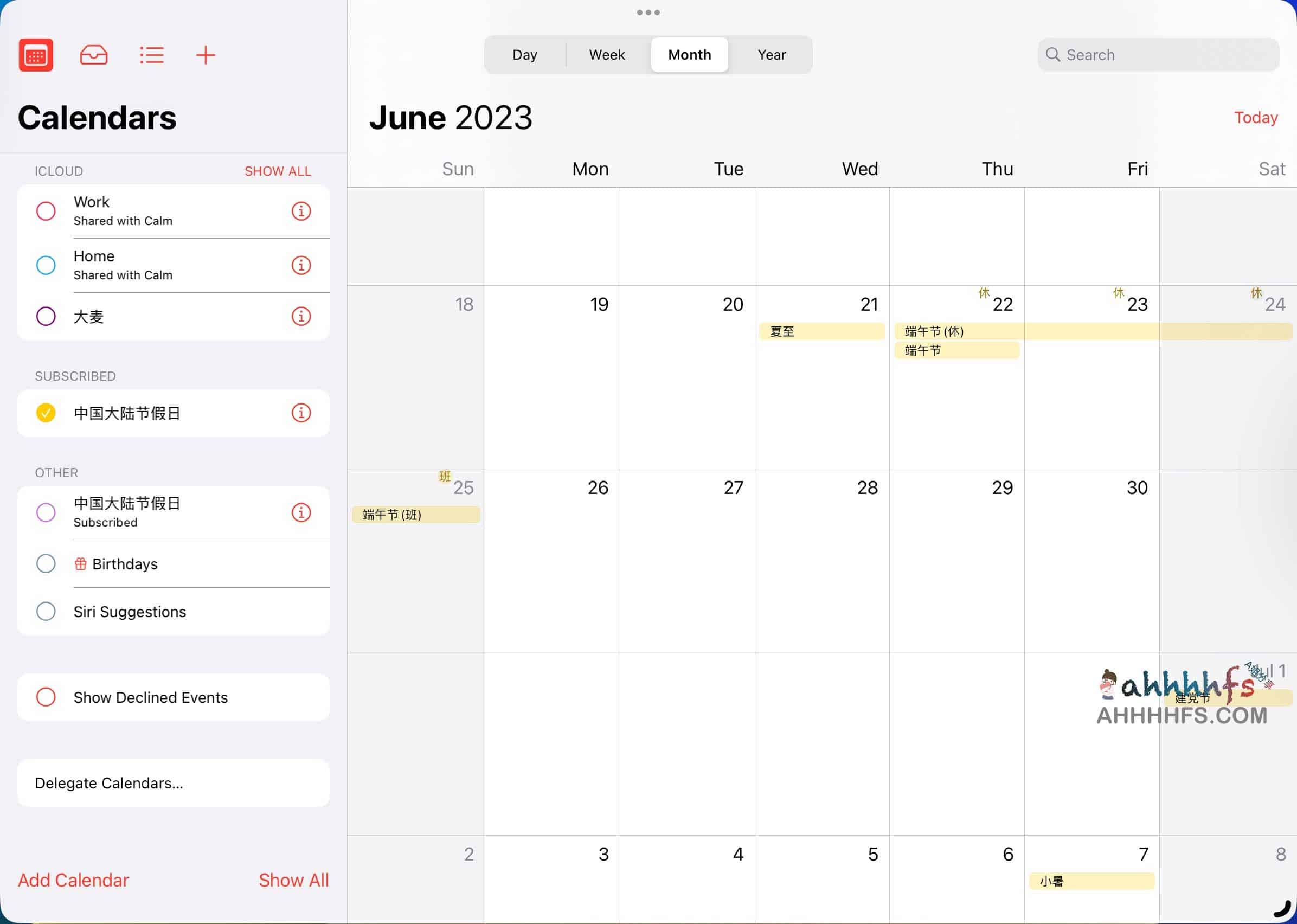 苹果日历 中国节假日订阅 球赛日历等等