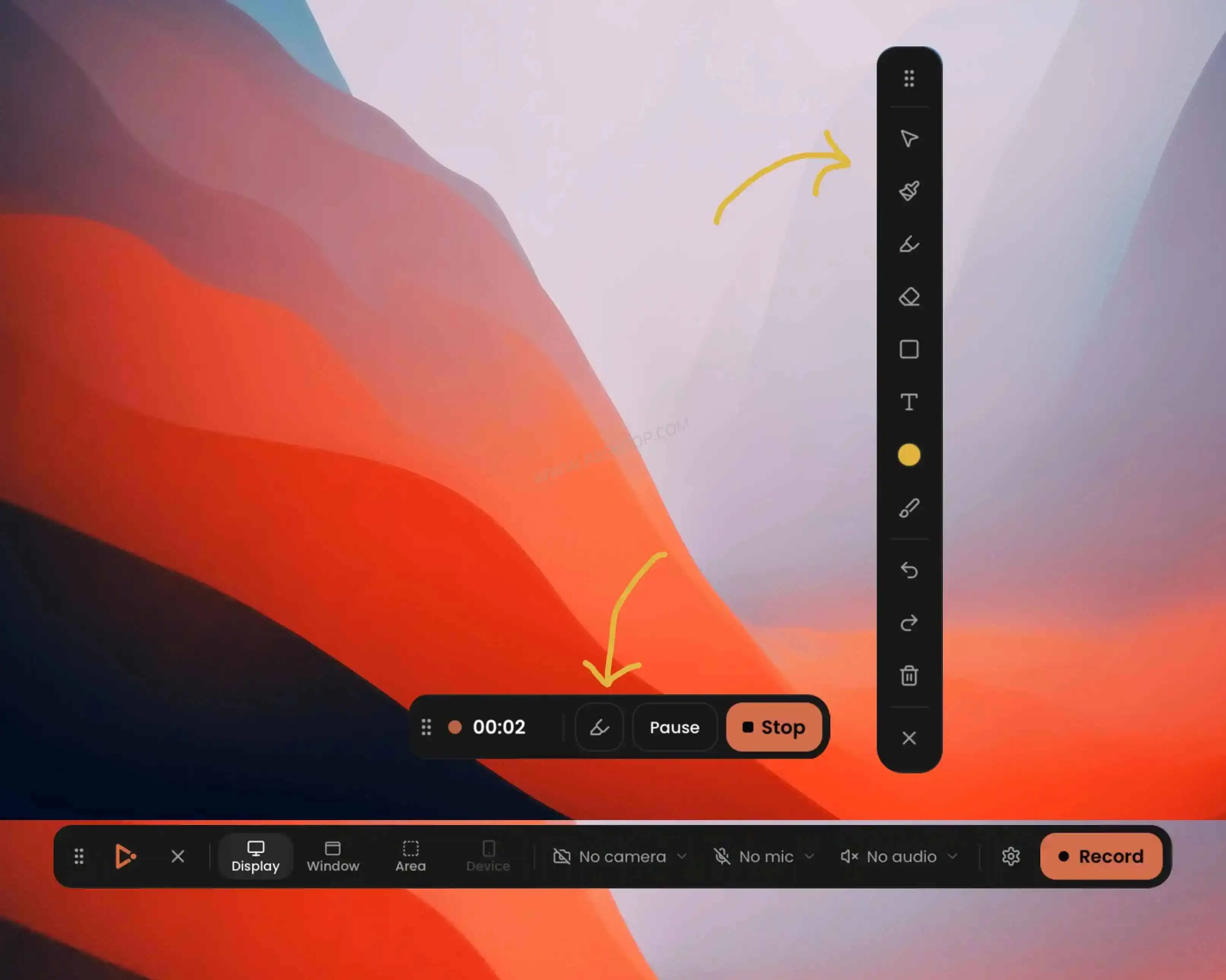 Screen Studio 免费替代方案:Capptivo 开源录屏工具,支持 Windows、Linux 和 macOS Capptivo 录屏工具功能菜单界面,展示录制和编辑功能