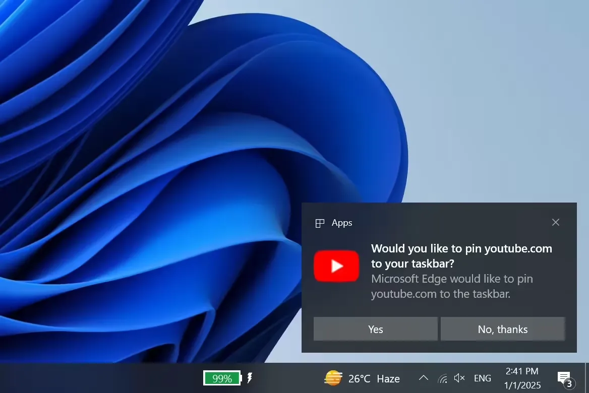 微软再出新招：向主力谷歌 Chrome 用户，推荐固定 Edge 浏览器至任务栏插图1