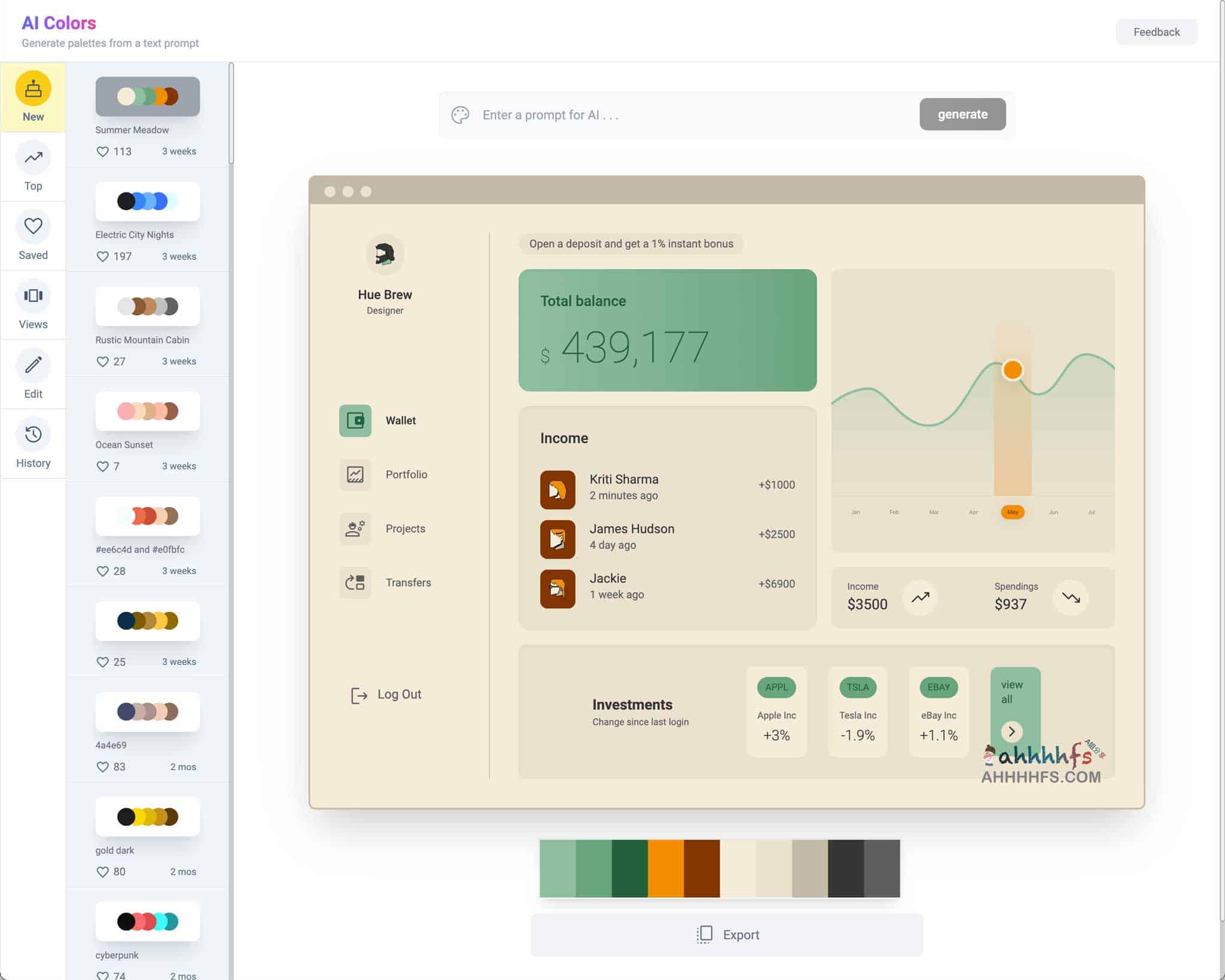  AI Colors-在线AI 调色板生成器 输入关键词就能配色