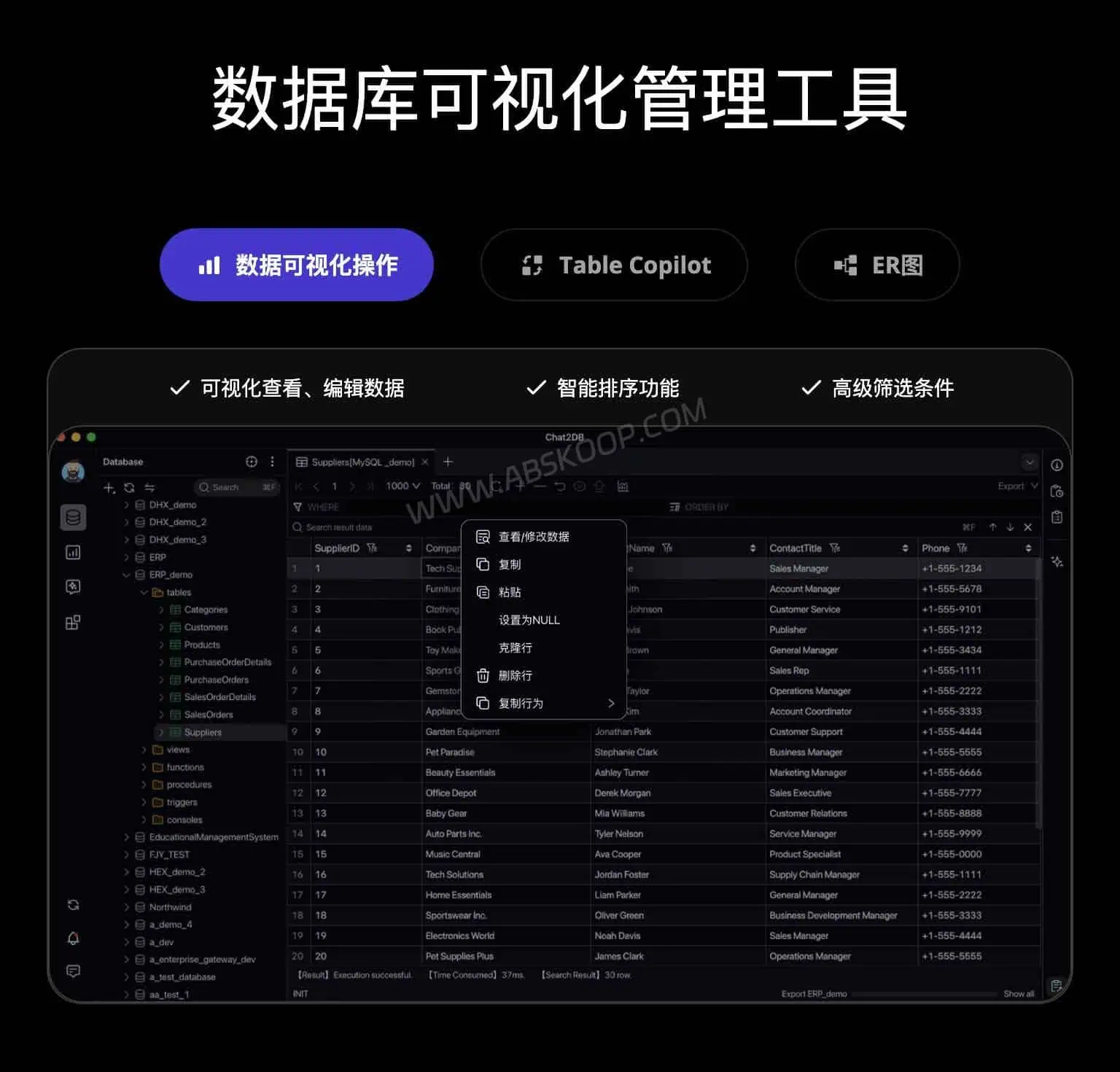Chat2DB 数据库客户端的可视化管理界面