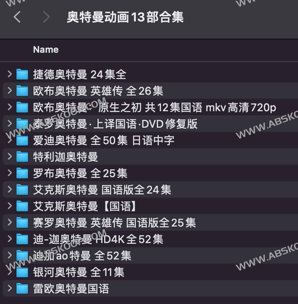 奥特曼动画13部合集