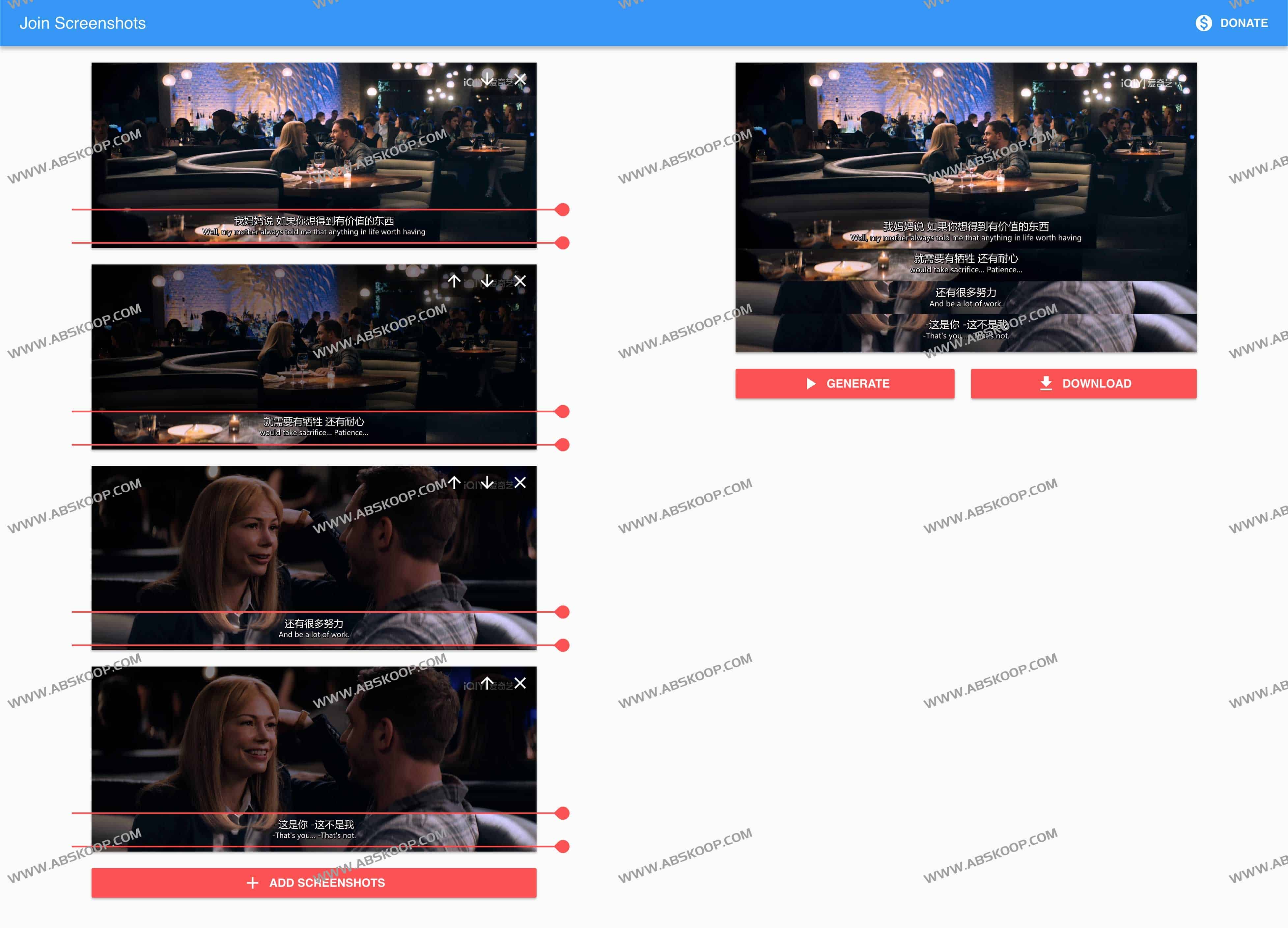 免费在线电影台词拼接-Join Screenshots