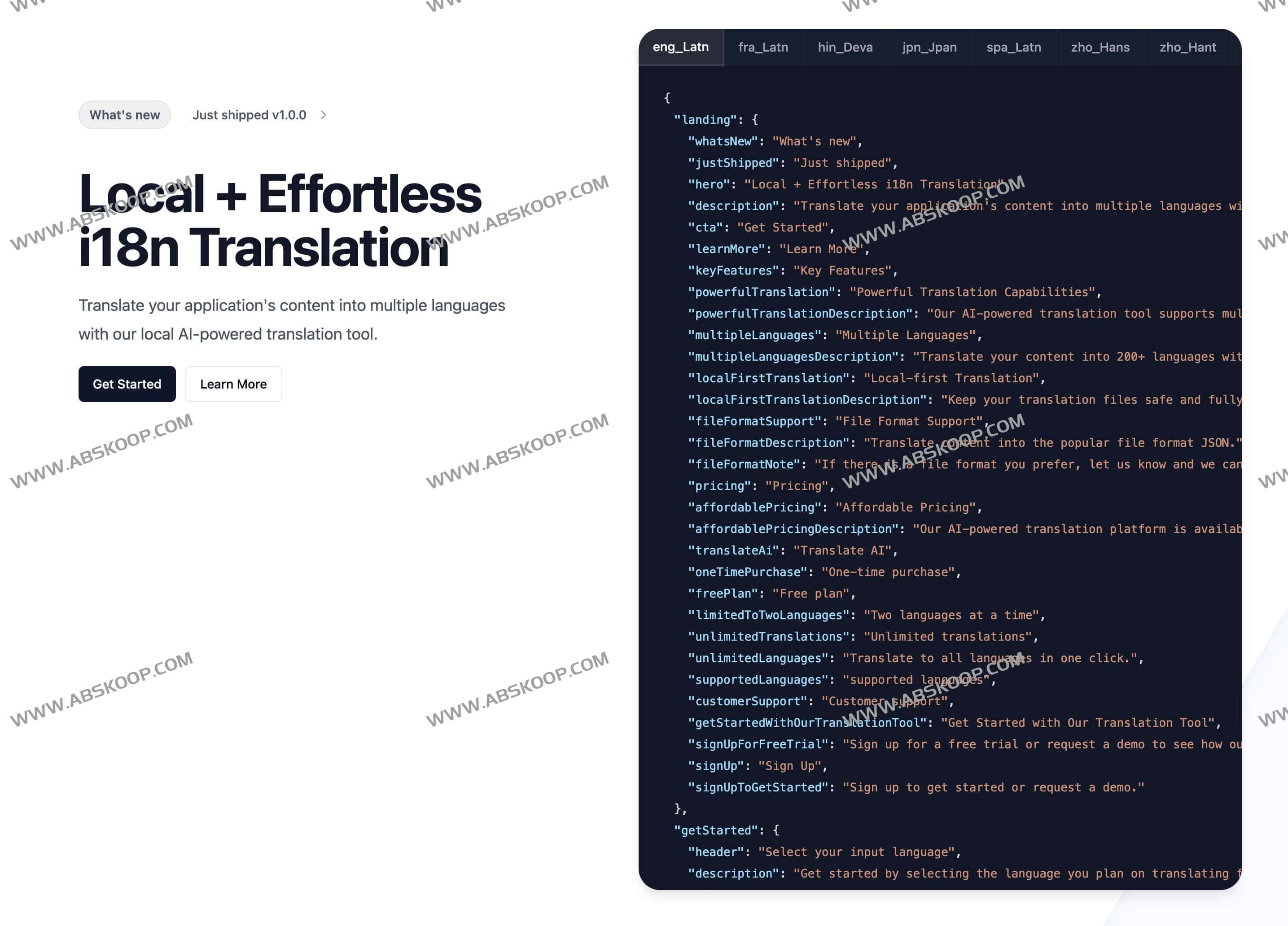 i18nlocale：AI 翻译工具 将应用程序内容翻译成多种语言 支持200多种语言