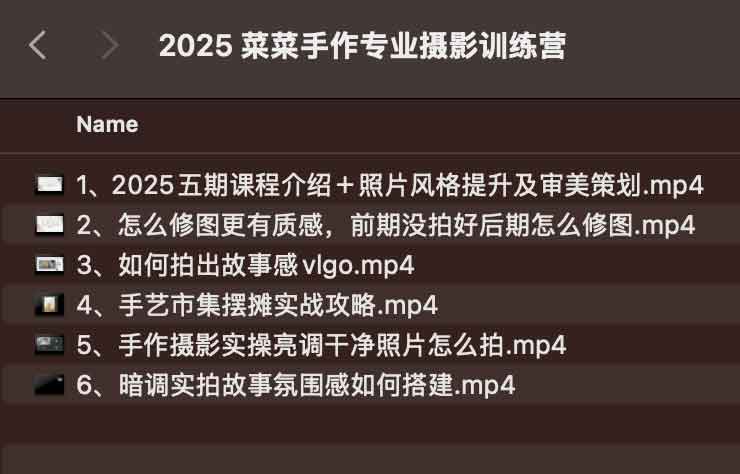 2025 菜菜手作专业摄影训练营