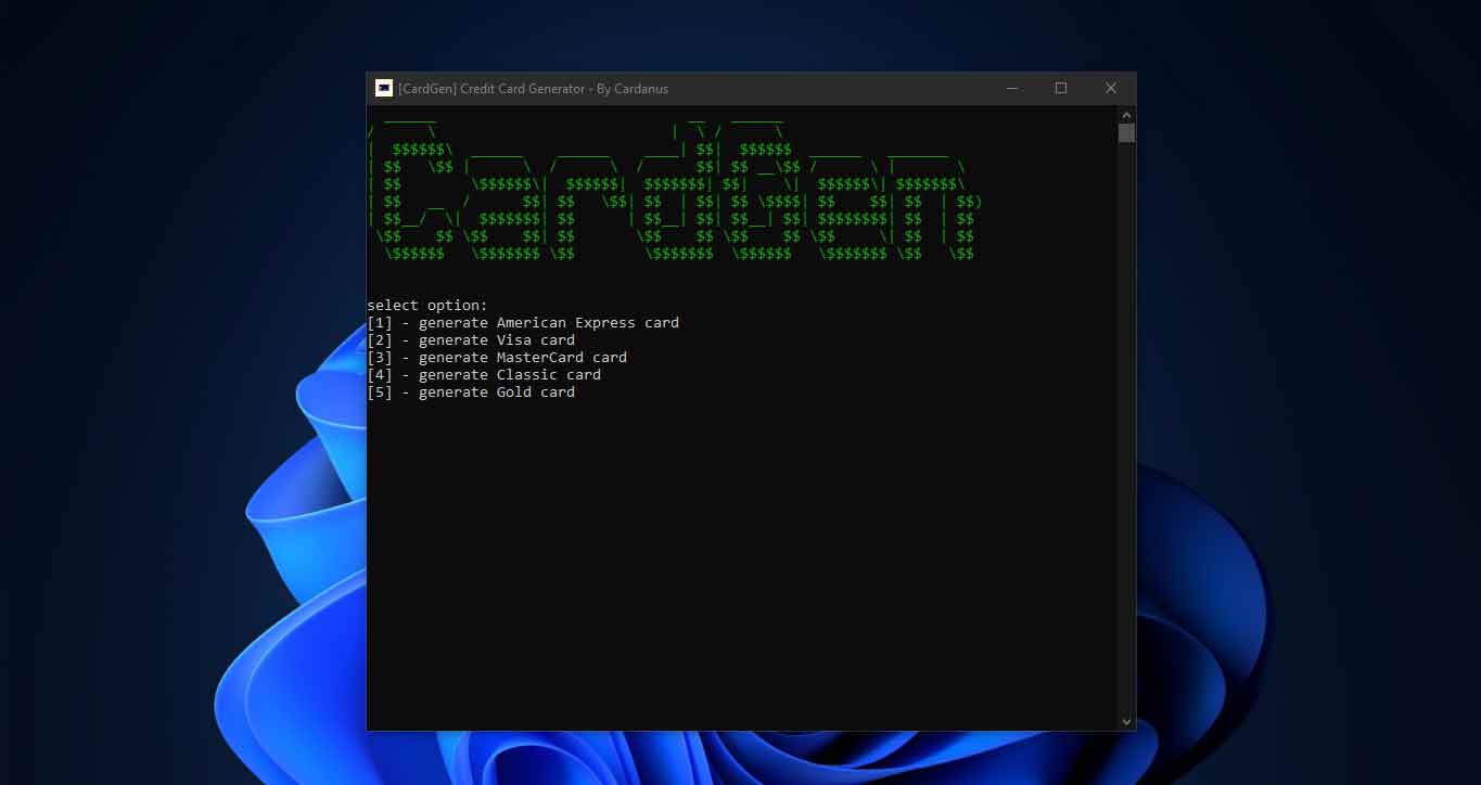 信用卡生成器-Credit Card Generator (CardGen)