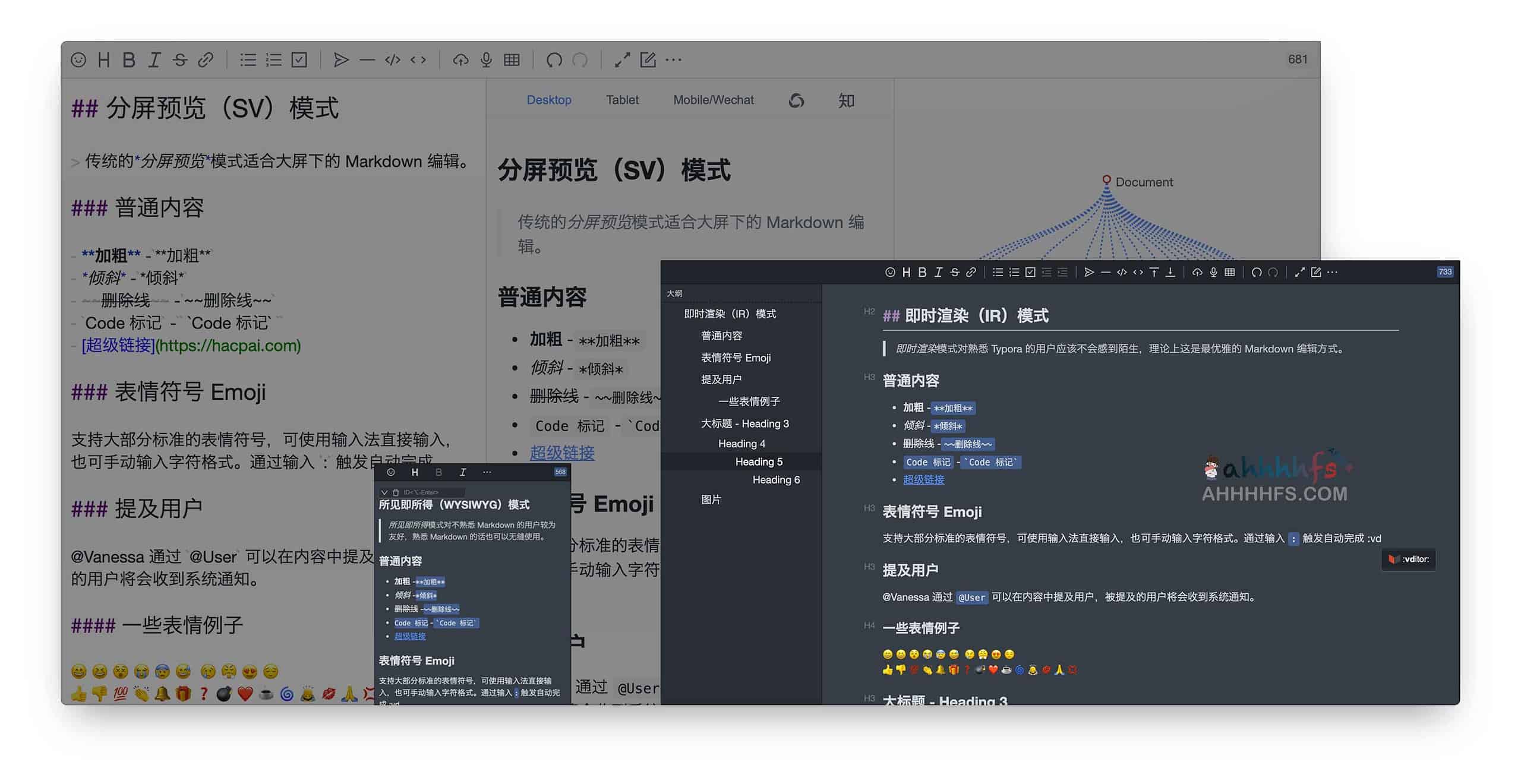 Vditor-易于使用的 Markdown 编辑器 即时渲染 支持所见即所得（富文本）