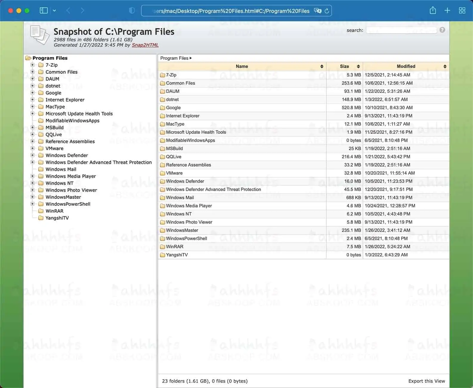 Snap2HTML 目录快照 v2.14 汉化 便携版