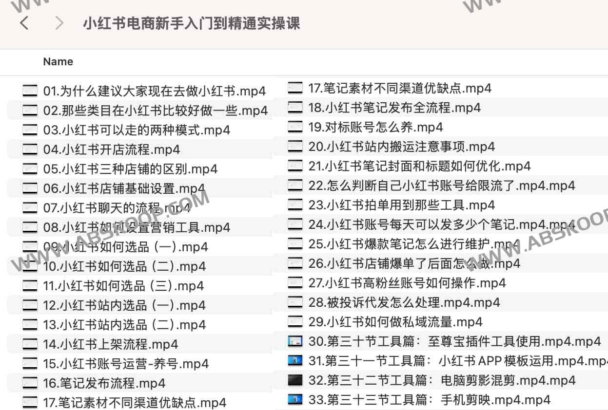 小红书电商新手入门到精通实操课