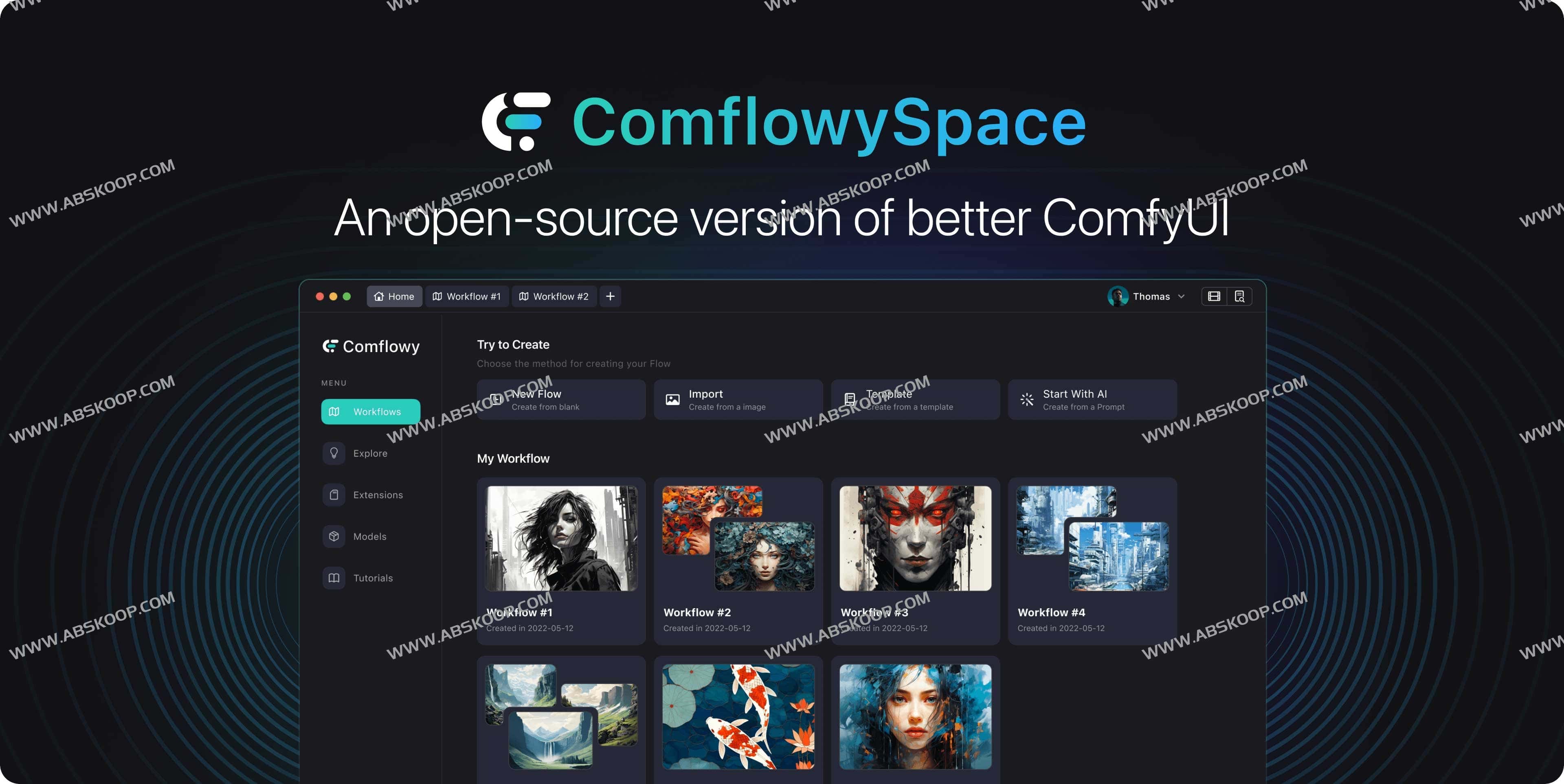 Comflowyspace-开源AI 图像和视频生成工具