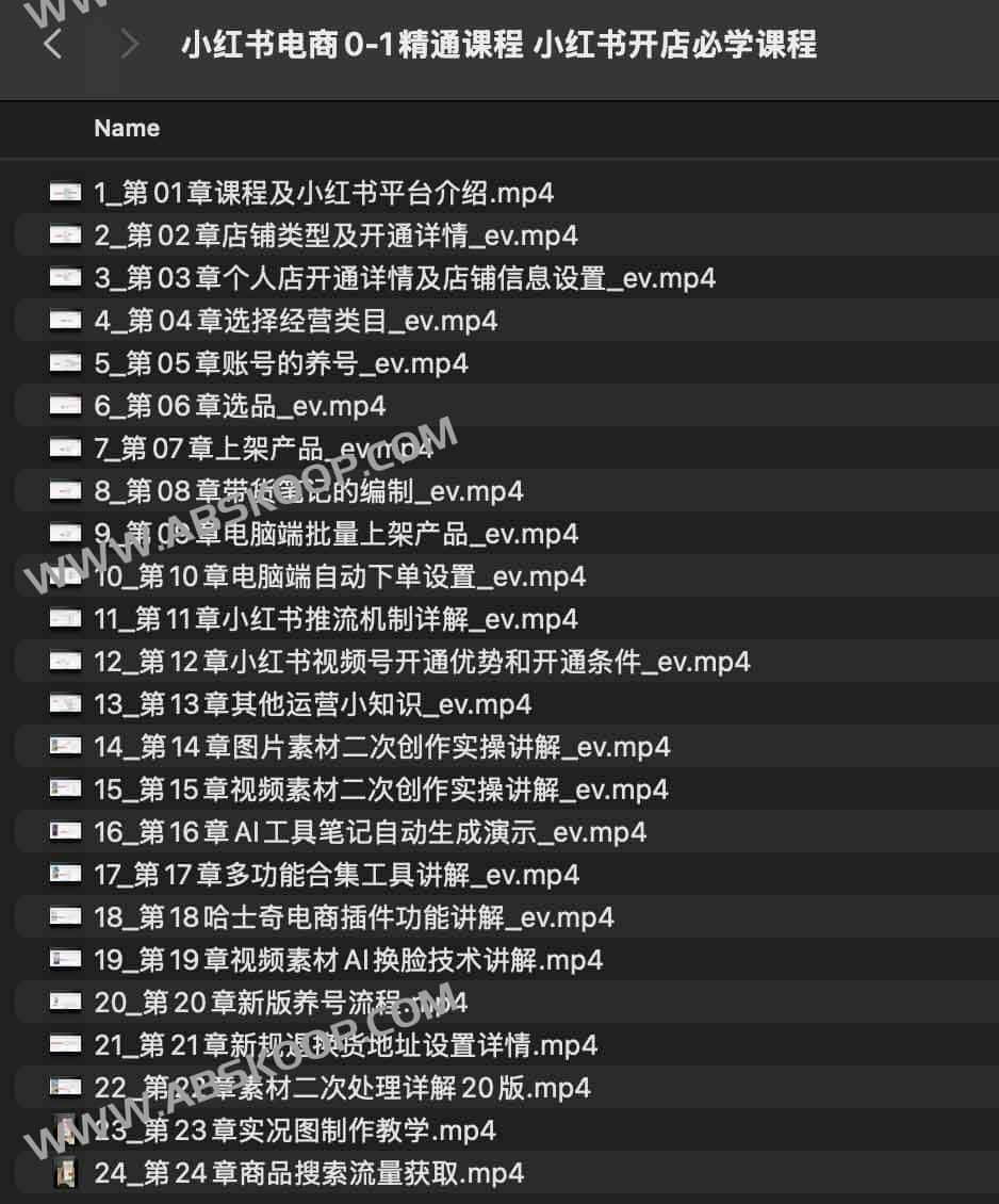 小红书电商0-1精通课程 小红书开店必学课程