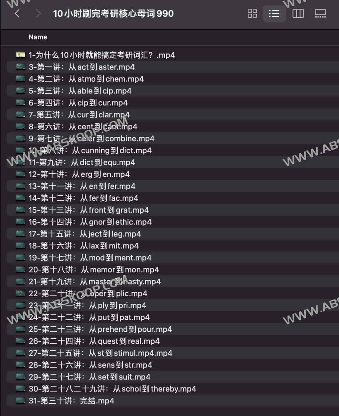 10小时刷完考研核心母词990