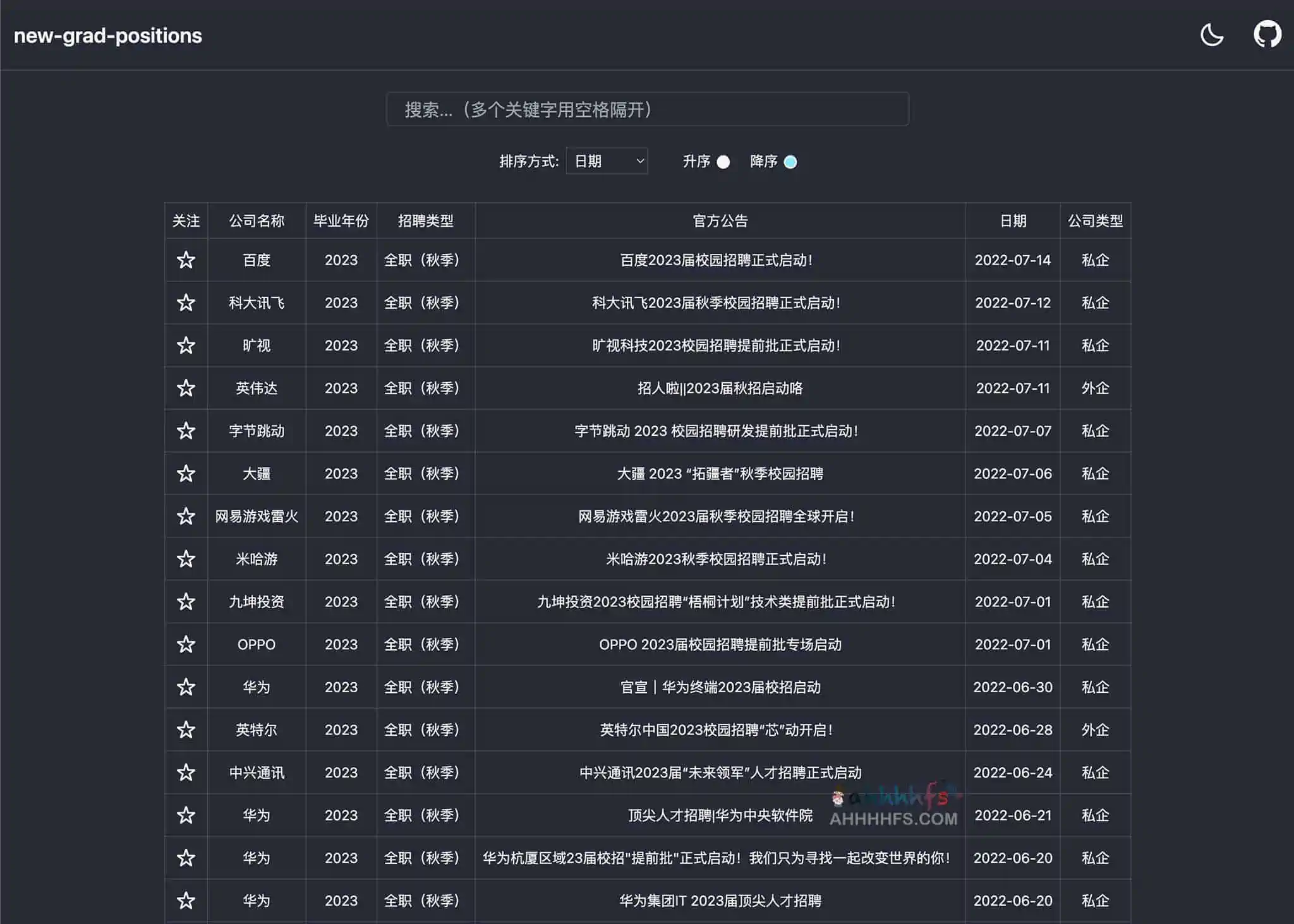 2023 届互联网公司秋招 最新官方招聘信息